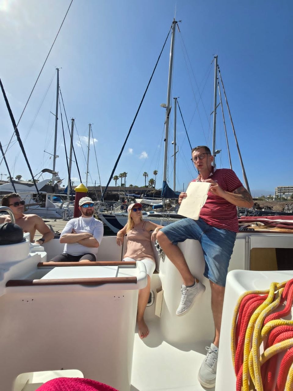 Pre-departure briefing on board YOLO — Good Skipper Tenerife