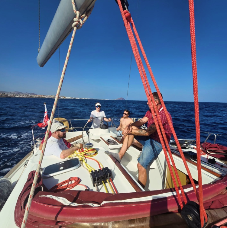 Group sailing training on board, Tenerife